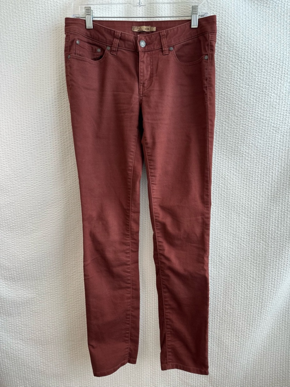 Prana Women's Skinny Jeans in Deep Brick Red size 6/28